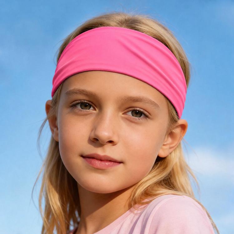 Kids sweat-wicking headband in pink, widened quick-dry sports hair band