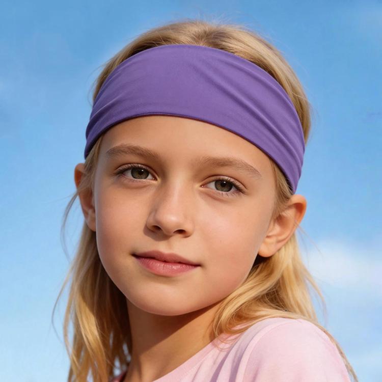 Kids sweat-wicking headband in purple, widened quick-dry sports hair band