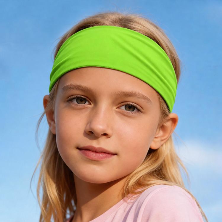 Kids sweat-wicking headband in green, widened quick-dry sports hair band