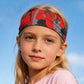 Kids sweat-wicking headband, red camouflage print, snug and wide