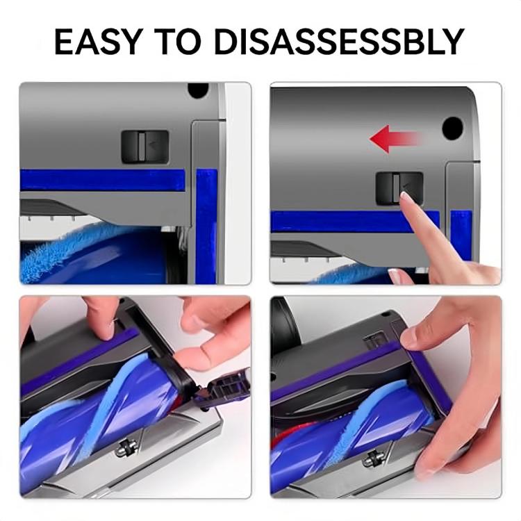 Replacement roller brush head with blue core and removable end pieces