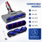 Floor vacuum brush head with blue roller, V-shaped brush, and accessory cleaning tool