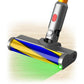 LED vacuum cleaner head with glowing front light, gold and blue/purple roller drum