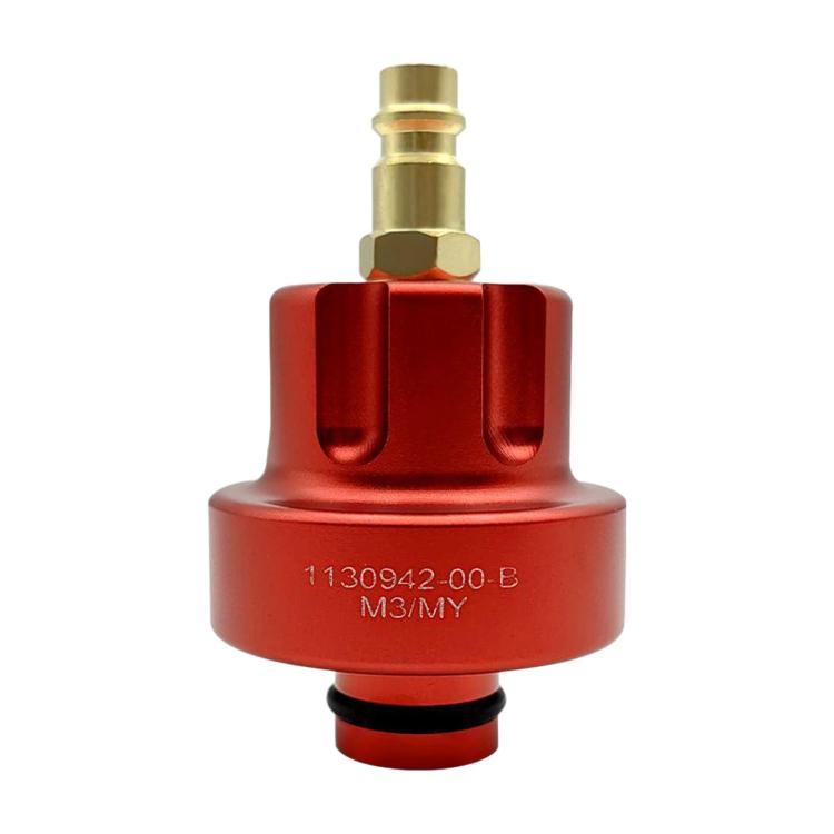 Red radiator leak test adapter coolant connector with brass fittings