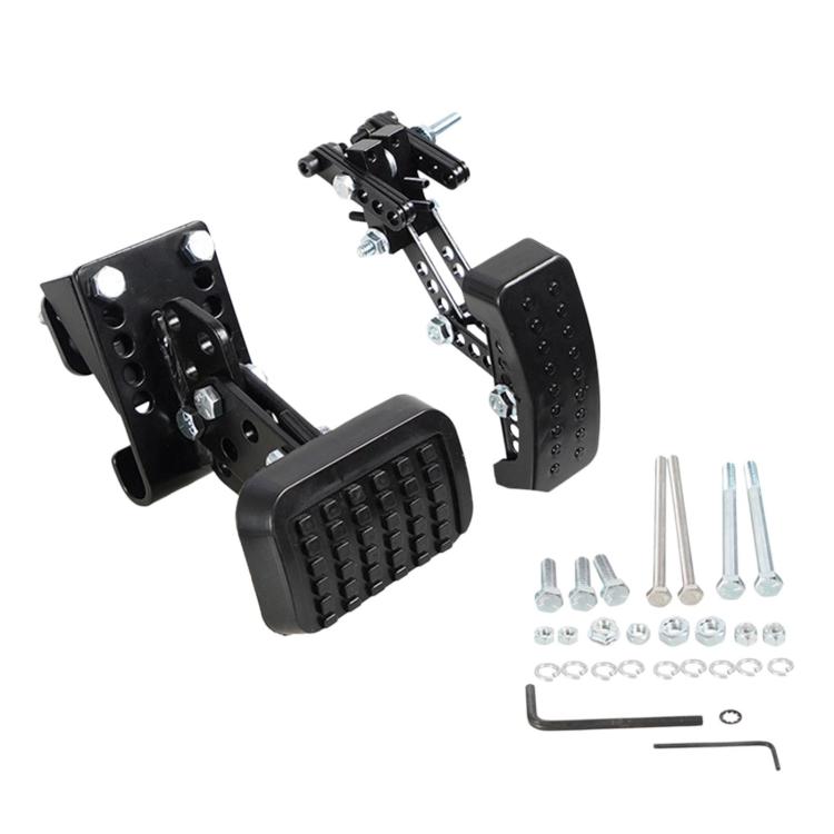 Adjustable pedal extender kit with textured foot pad and metal mounting bracket
