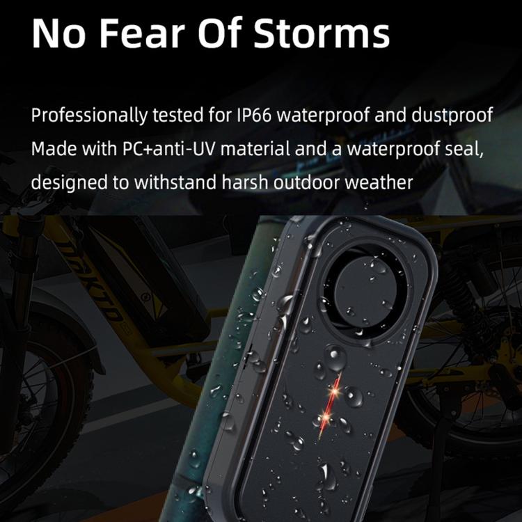 Waterproof vehicle vibration alarm host with raindrop splashes on front panel