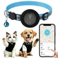 Sky blue reflective GPS pet tracker collar with breakaway buckle and bell on pets