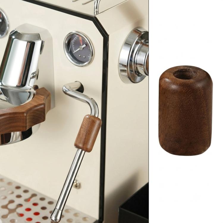 Walnut wood steam wand sleeve and steam lever handle for espresso machine