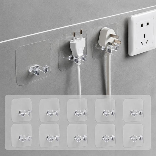 10pcs Adhesive Badminton Racket Wall Hooks No Drill Tennis Racquet Holder Waterproof Power Plug Organizer