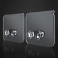 Adhesive wall hook pair with clear clips for hanging rackets, flat adhesive backing