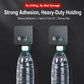 No-drill adhesive wall hooks holding two items with clear clips and square backing pads
