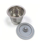 Stainless steel reusable K-cup filter pod with separate lid and perforated base
