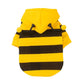 Yellow dog hoodie coat with black striped belly panel and hood