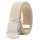 Men's canvas web belt, khaki, with automatic slider buckle and silver-toned hardware