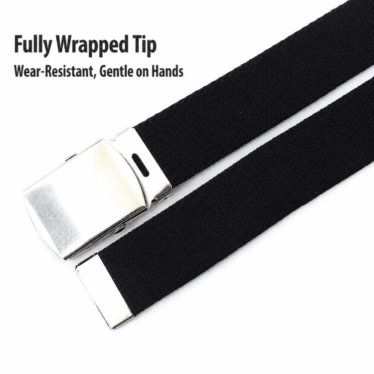 Men's narrow canvas web belt with automatic slider buckle, black