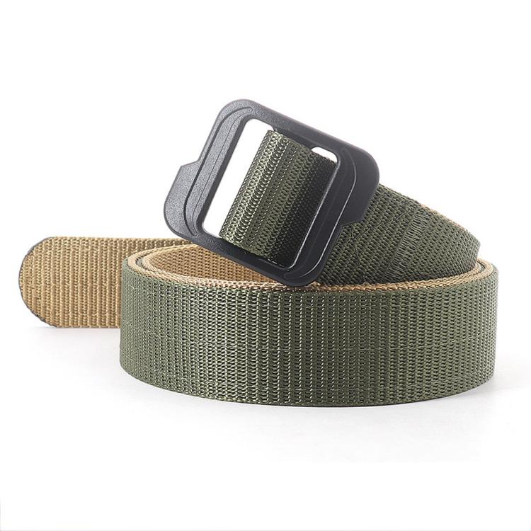 Men Web Thickened Double-Sided Canvas Belts With Plastic Buckle, 110cm, 120cm, 130cm