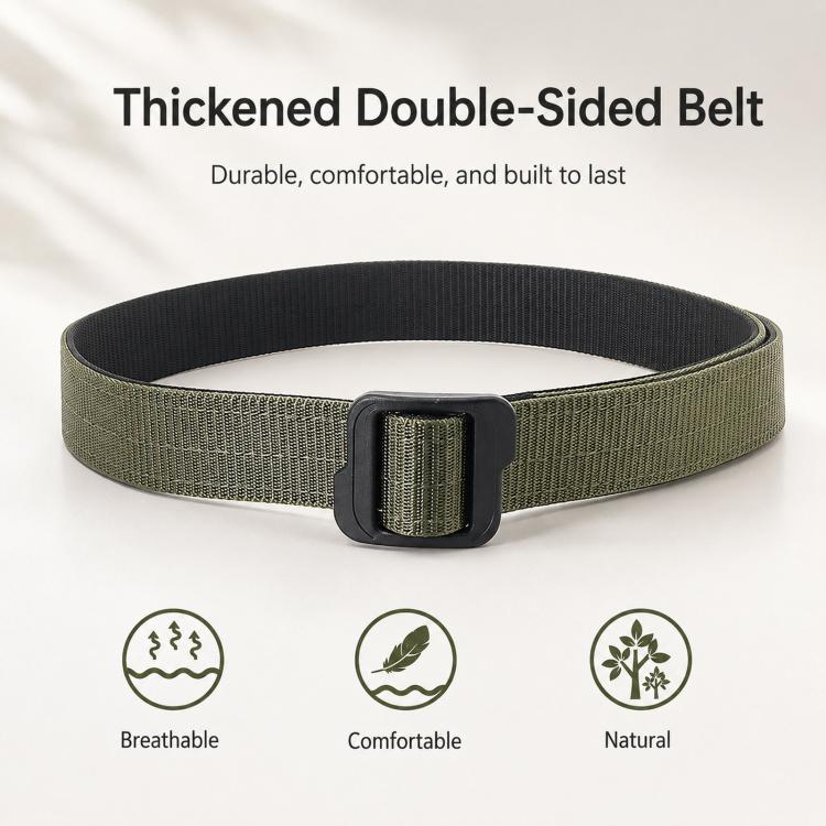 Men Web Thickened Double-Sided Canvas Belts With Plastic Buckle, 110cm, 120cm, 130cm