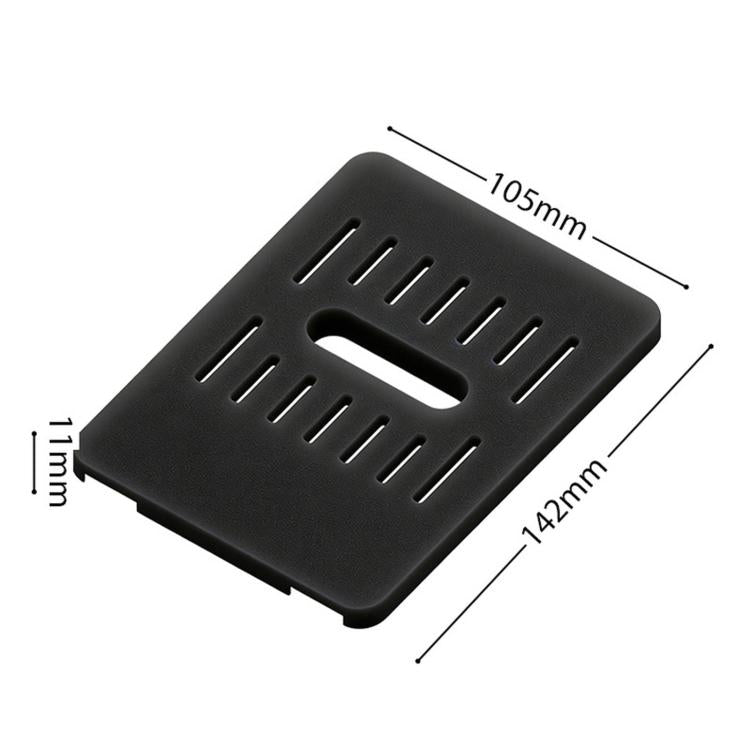 Black drip tray protective cover with labeled dimensions 105mm by 112mm