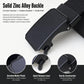 Black automatic belt buckle with quick-release lever on textured elastic strap