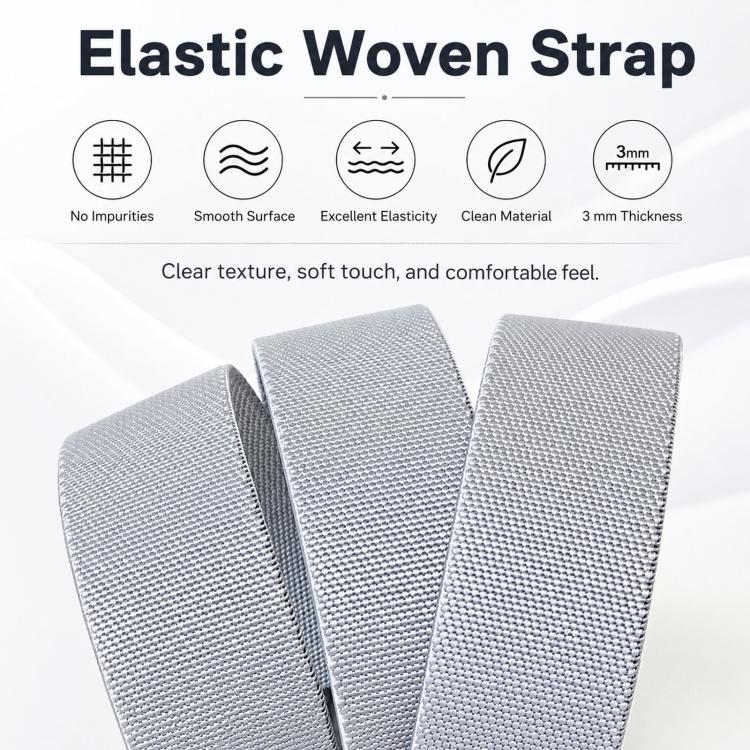 Elastic woven web belt in light gray with textured strap