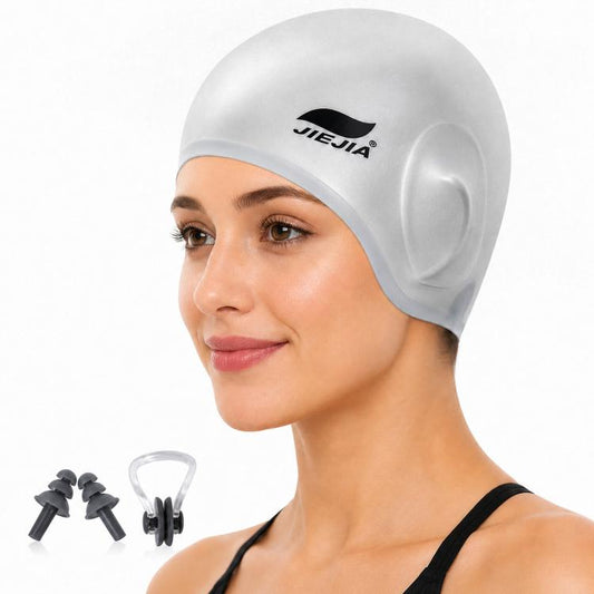 JIEJIA Swimming Silicone Ear-Protecting Swimming Cap With Earplugs And Nose Clip