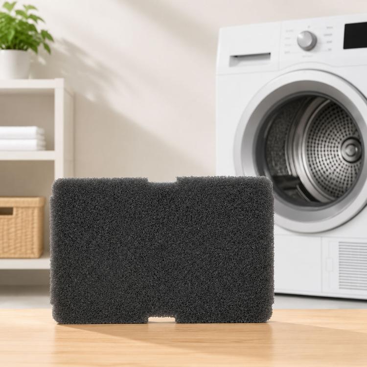 Black foam dryer lint filter replacement, rectangular pad