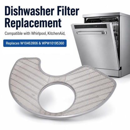 Dishwasher replacement filter, grey micro-mesh screen with center hole