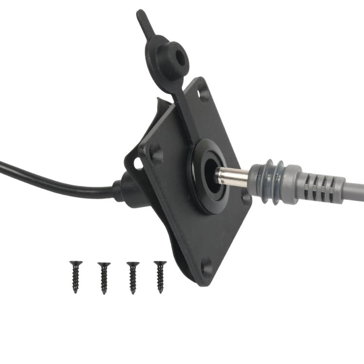 Black pass-through DC power inlet plate with DC 5.5x2.1 socket and cable