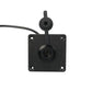 Square black wall-mount DC power inlet with central DC jack and cable