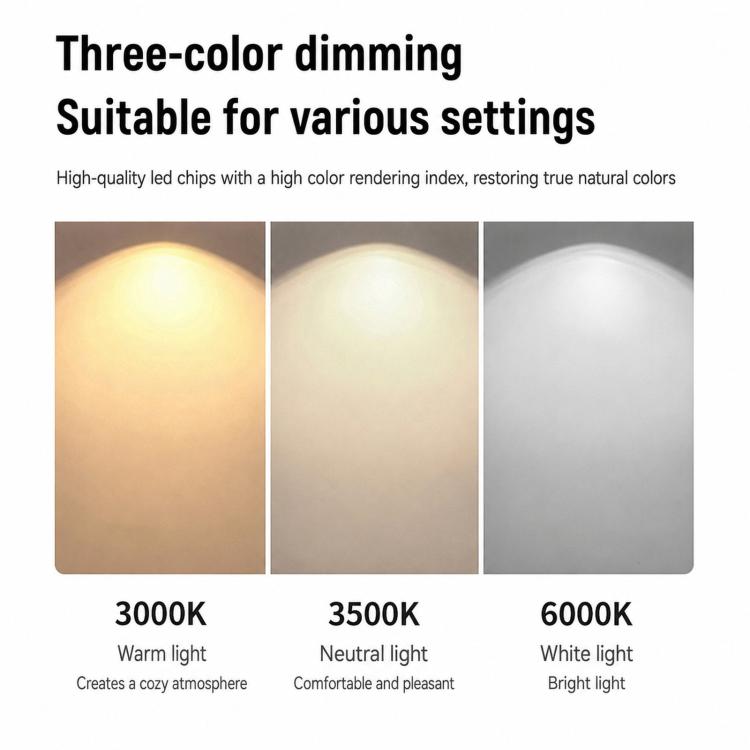 Three-color dimming graphic for ceiling light: 3000K, 3500K, 6000K