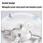 White ceiling fan light underside showing motor cap, socket, and fan blades