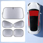 Car window sunshade set, six-piece grey hex-pattern panels with black borders
