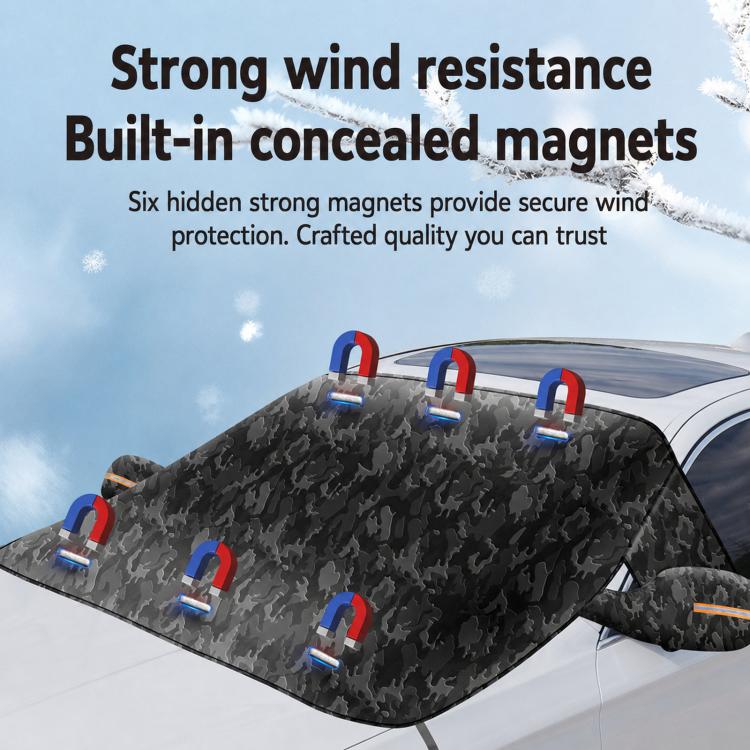 Camouflage Thickened Windproof Car Snow Shield Magnetic Windshield Snow & Sun Cover, Large, Small