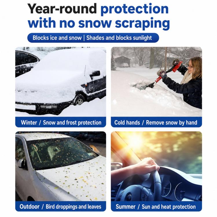 Camouflage Thickened Windproof Car Snow Shield Magnetic Windshield Snow & Sun Cover, Large, Small