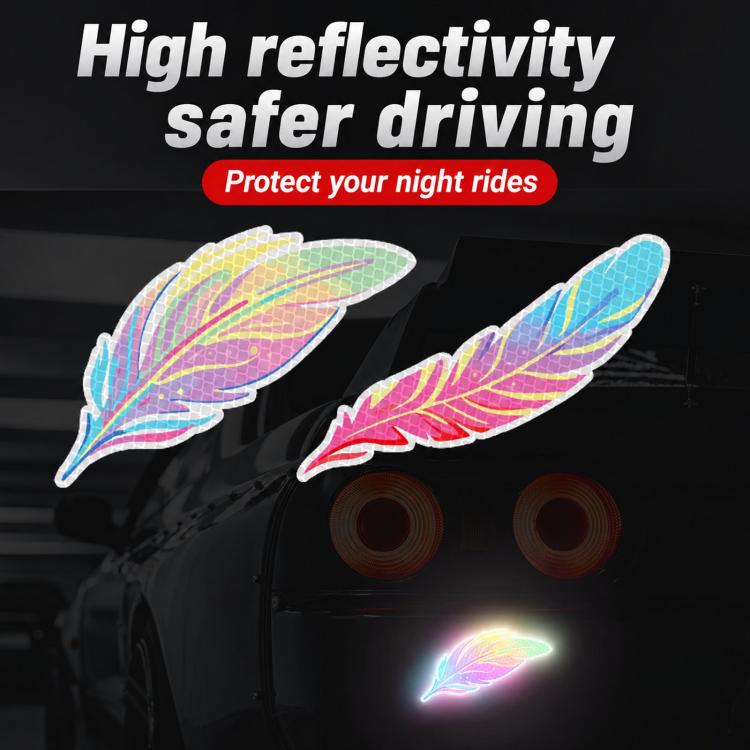 Dreamy Feather Reflective Car Stickers Bumper Scratch Cover Night Warning Decals, A, B
