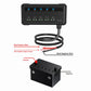 5-channel 12V fuse box relay kit with two-wire leads and inline battery terminal