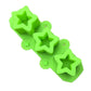 Green silicone squishy mold bar with three star cavities and flower accents