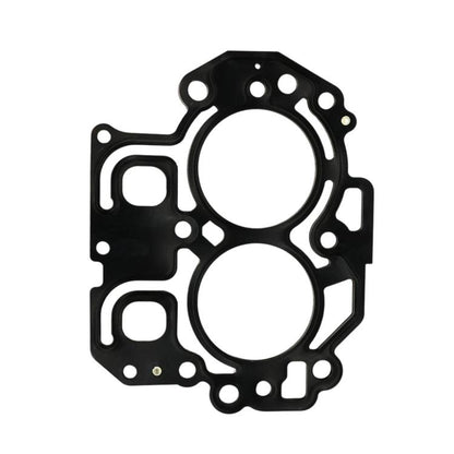 Cylinder gasket set with two round openings, black metal with bolt holes