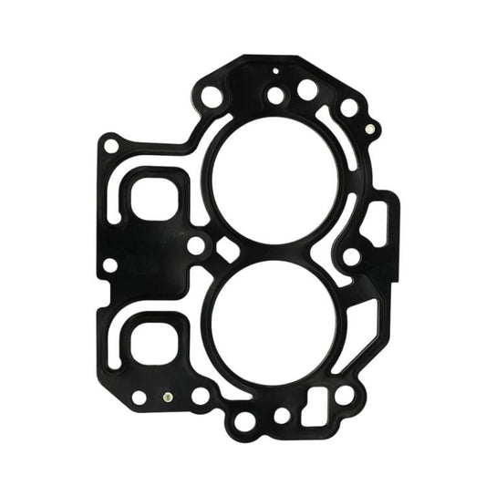 Cylinder gasket set with two round openings, black metal with bolt holes