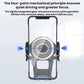 Car phone holder with central circular clamp and pivot arms for stability