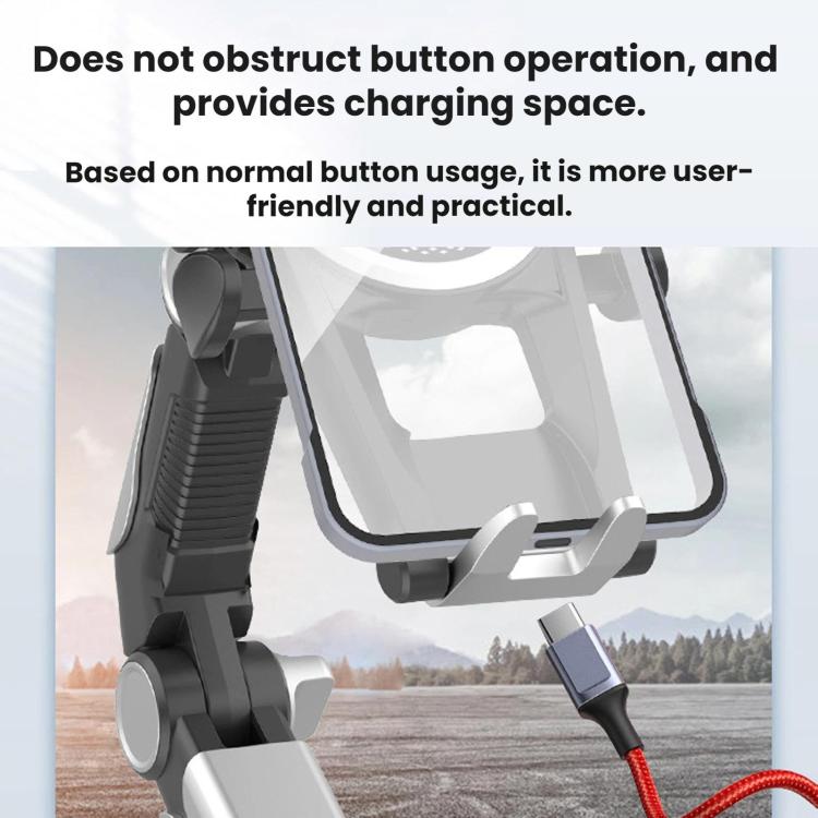 Car phone holder showing side phone access and charging space near the clamp