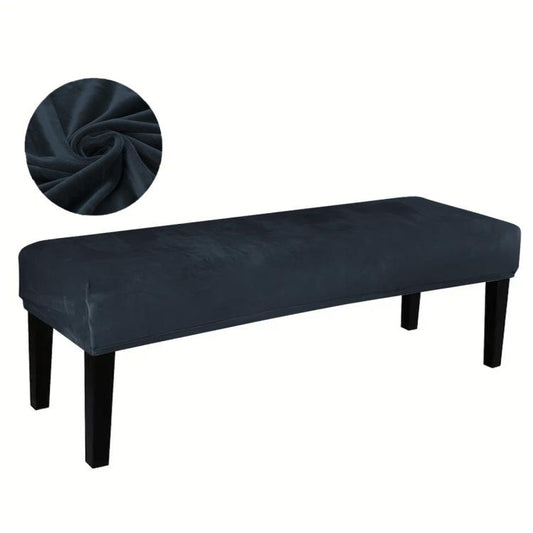Navy velvet stretch bench cover slipcover with elastic fit for rectangular bench