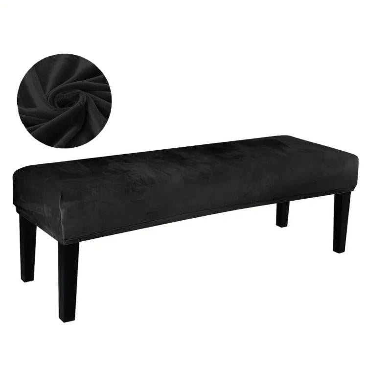 Velvet Stretch Bench Cover Elastic Rectangular Dining Bench Slipcover With Straps