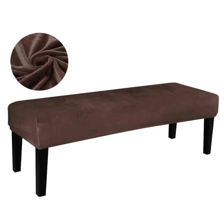 Velvet Stretch Bench Cover Elastic Rectangular Dining Bench Slipcover With Straps