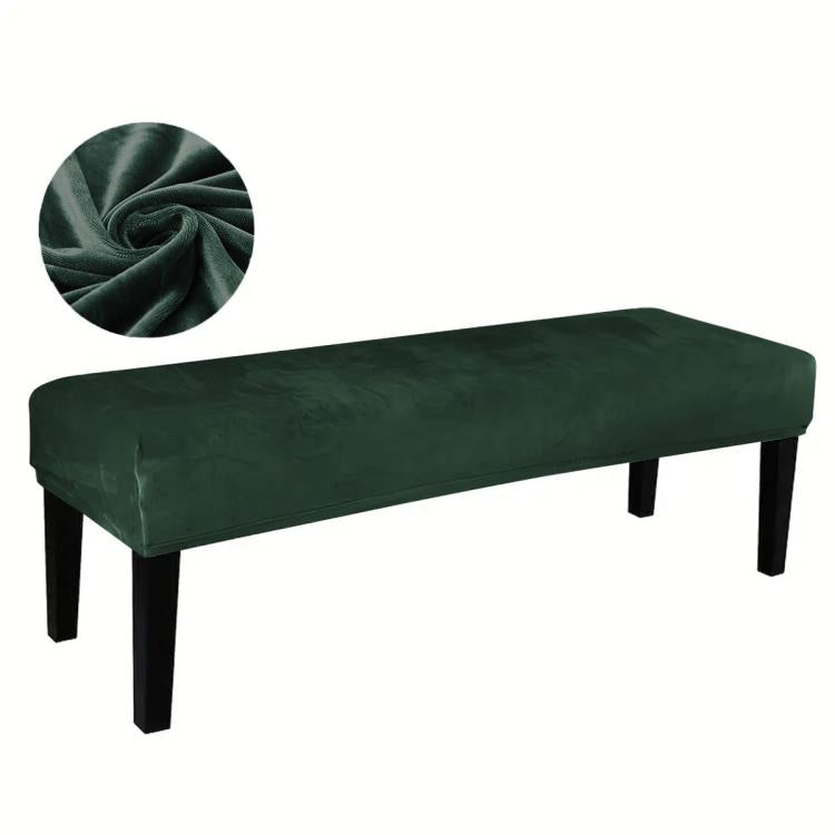 Velvet Stretch Bench Cover Elastic Rectangular Dining Bench Slipcover With Straps