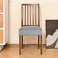 Light gray velvet chair seat cushion cover, fitted on dining chair seat