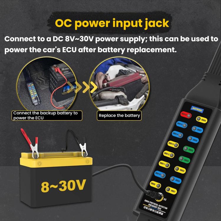AUTOOL OBD2 Diagnostic Protocol Scanner Vehicle Power System Jumper Box, OBD2 Diagnostic Protocol Scanner