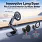 Long-base car phone mount with ring magnetic head and adjustable double-jointed arm, black