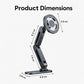 Black car phone mount with elongated double-jointed arm and circular magnetic head