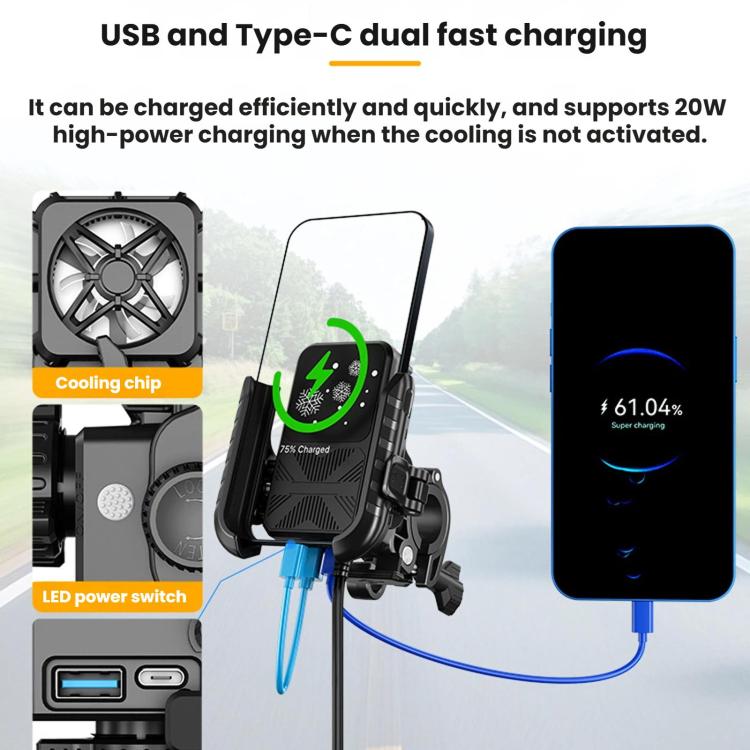 Motorcycle Semiconductor Cooling Mobile Phone Live Streaming Heat Sink Bracket, Handlebars